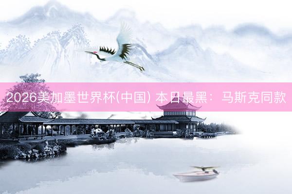 2026美加墨世界杯(中国) 本日最黑：马斯克同款