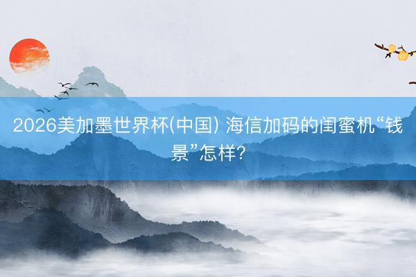 2026美加墨世界杯(中国) 海信加码的闺蜜机“钱景”怎样？