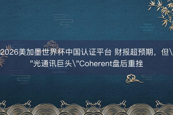 2026美加墨世界杯中国认证平台 财报超预期，但