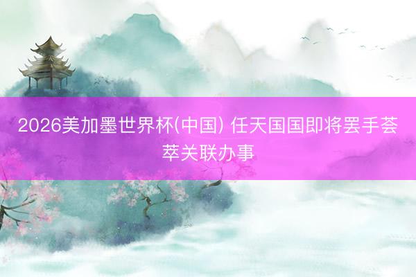 2026美加墨世界杯(中国) 任天国国即将罢手荟萃关联办事