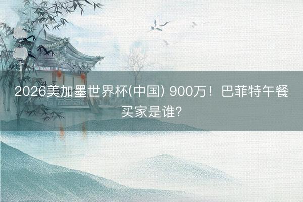 2026美加墨世界杯(中国) 900万！巴菲特午餐买家是谁？