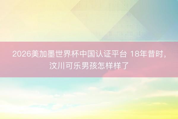 2026美加墨世界杯中国认证平台 18年昔时，汶川可乐男孩怎样样了