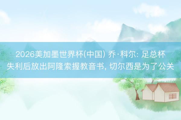 2026美加墨世界杯(中国) 乔·科尔: 足总杯失利后放出阿隆索握教音书， 切尔西是为了公关