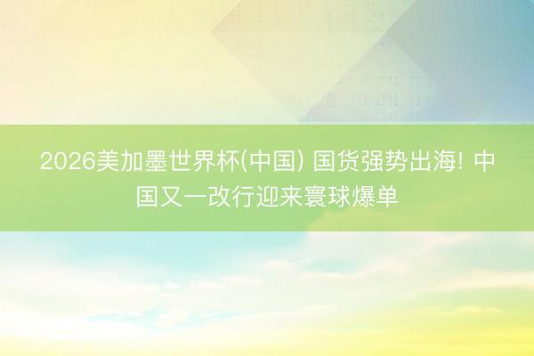 2026美加墨世界杯(中国) 国货强势出海! 中国又一改行迎来寰球爆单