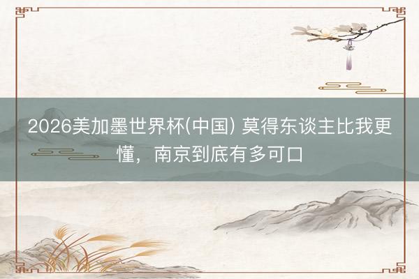 2026美加墨世界杯(中国) 莫得东谈主比我更懂，南京到底有多可口