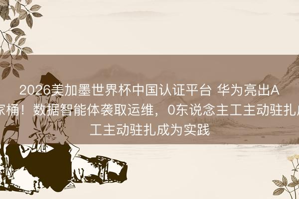 2026美加墨世界杯中国认证平台 华为亮出AI存储全家桶！数据智能体袭取运维，0东说念主工主动驻扎成为实践