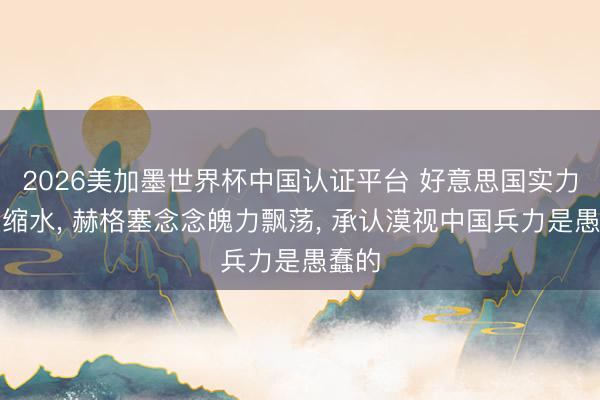 2026美加墨世界杯中国认证平台 好意思国实力严重缩水, 赫格塞念念魄力飘荡, 承认漠视中国兵力是愚蠢的