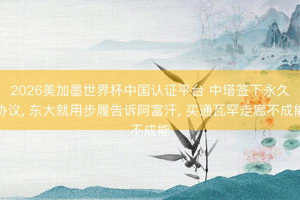 2026美加墨世界杯中国认证平台 中塔签下永久协议， 东大就用步履告诉阿富汗， 买通瓦罕走廊不成能