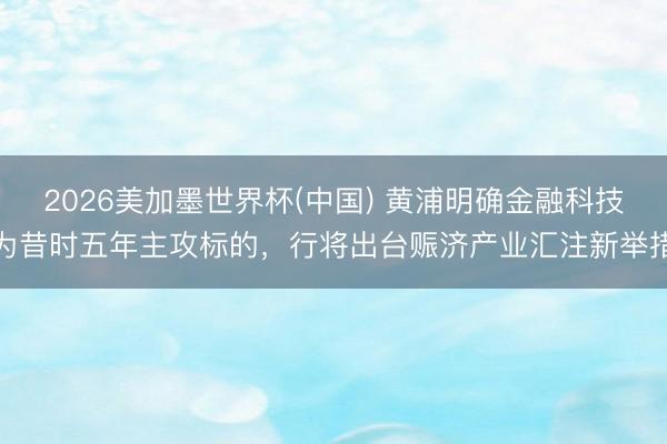 2026美加墨世界杯(中国) 黄浦明确金融科技为昔时五年主攻标的，行将出台赈济产业汇注新举措