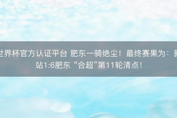 世界杯官方认证平台 肥东一骑绝尘！最终赛果为：新站1:6肥东 “合超”第11轮清点！