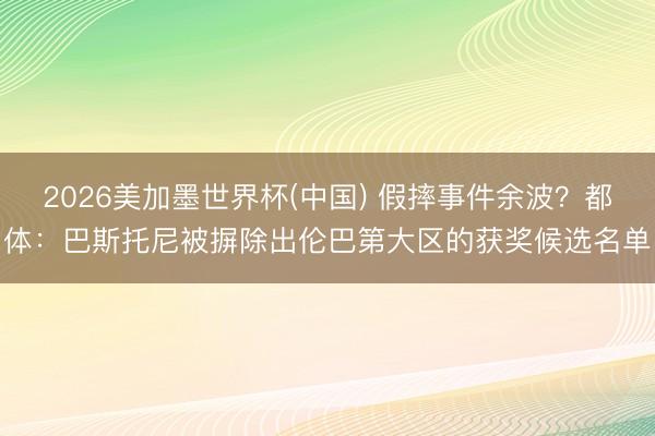 2026美加墨世界杯(中国) 假摔事件余波？都体：巴斯托尼被