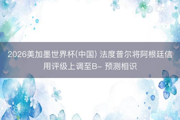 2026美加墨世界杯(中国) 法度普尔将阿根廷信用评级上调至B- 预测相识