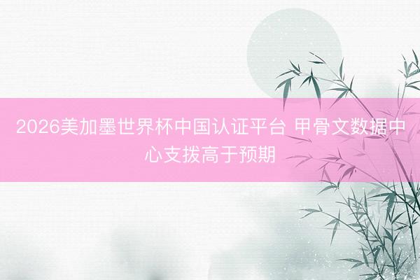 2026美加墨世界杯中国认证平台 甲骨文数据中心支拨高于预期