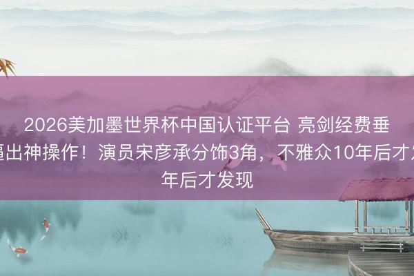 2026美加墨世界杯中国认证平台 亮剑经费垂危逼出神操作！演员宋彦承分饰3角，不雅众10年后才发现