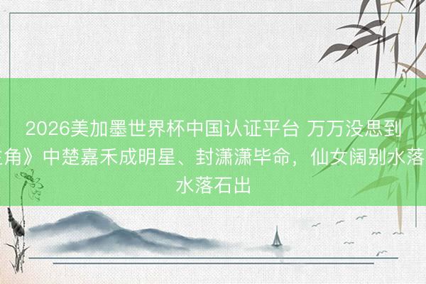 2026美加墨世界杯中国认证平台 万万没思到《主角》中楚嘉禾成明星、封潇潇毕命，仙女阔别水落石出