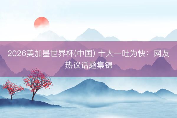 2026美加墨世界杯(中国) 十大一吐为快：网友热议话题集锦