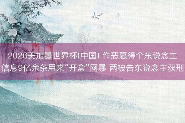 2026美加墨世界杯(中国) 作恶赢得个东说念主信息9亿余条用来“开盒”网暴 两被告东说念主获刑