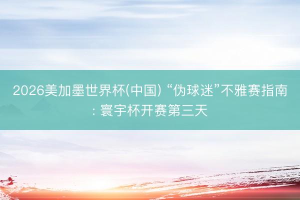 2026美加墨世界杯(中国) “伪球迷”不雅赛指南: 寰宇杯开赛第三天