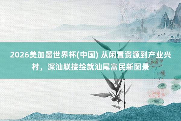 2026美加墨世界杯(中国) 从闲置资源到产业兴村,深汕联接绘就汕尾富民新图景