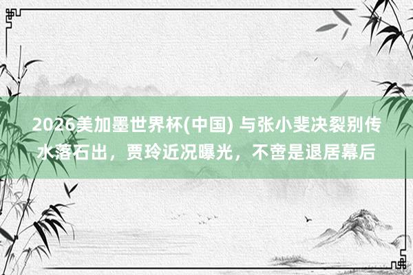 2026美加墨世界杯(中国) 与张小斐决裂别传水落石出，贾玲近况曝光，不啻是退居幕后