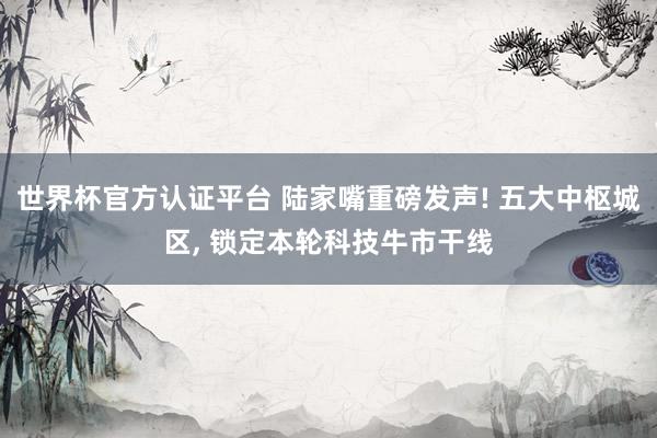 世界杯官方认证平台 陆家嘴重磅发声! 五大中枢城区， 锁定本轮科技牛市干线
